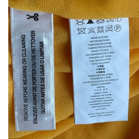 Michael Kors Yellow Midi Dress Size Large Off Shoulder Floral - Picture 6 of 6